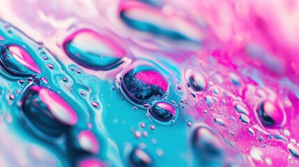 Poster - Colorful droplets form a mesmerizing abstract metallic texture with vibrant hues and dynamic reflections