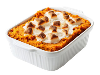 Delicious sweet potato casserole topped with fluffy marshmallows, perfect for festive gatherings and family dinners.