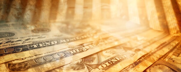 Poster - A close up of a stack of US dollars