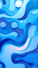 Digital blue artistic paper cut wave abstract graphic poster background