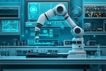 Fototapete - Robotic Arm in a Laboratory Setting.