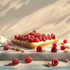 Wall Mural - A dessert with a white crust and a layer of cream on top