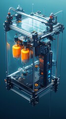 Aufkleber - Futuristic 3D Printer Machine.
