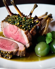 Wall Mural - Sumptuous rack of lamb with a pistachio crust and mint jelly