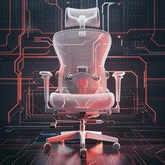 Wall Mural - A chair is shown in a room with a lot of wires and circuits