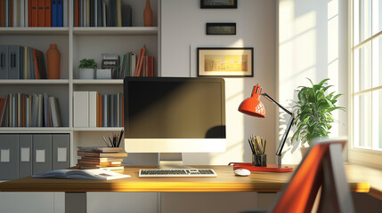 Poster - modern desktop computer setup for professional work