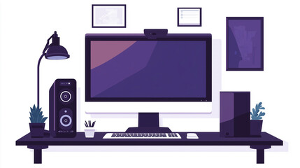 Poster - modern desktop computer setup for professional work
