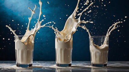 Highspeed capture of milk splashing in a glass creat