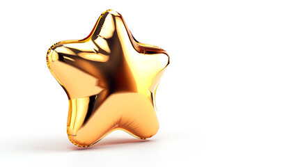 Poster - A shiny gold star balloon isolated on a white background, reflecting the concept of celebration. Generative AI