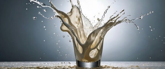 Highspeed capture of milk splashing in a glass creat