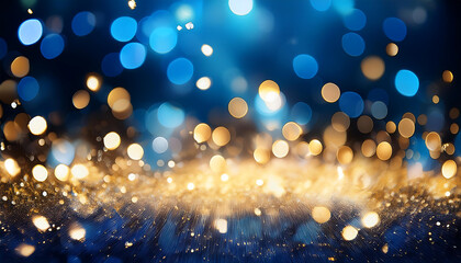Aufkleber -  Blue and gold Abstract background and bokeh on New Year's Eve- A festive abstract backgroun_1(31)