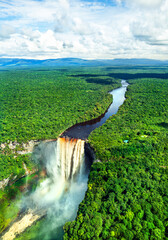 Canvas Print - Aerial view of Kaieteur Falls in Amazon rainforest of Guyana. One of the highest and most powerful waterfalls in the world