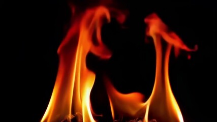 Wall Mural - a captivating close up of flickering flames creates a dramatic atmosphere against a dark background,
