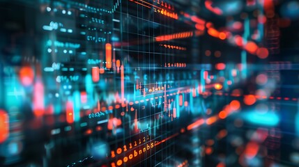 Poster - Abstract data visualization representing financial stock market charts and graphs.