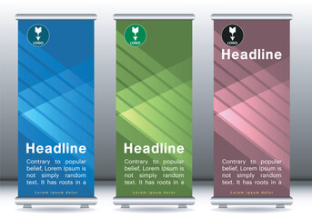 Roll up design banner display mockup template