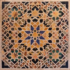 Wall Mural - A mosaic tile floor with a star pattern