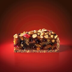 Poster - A slice of cake with nuts and fruit on top