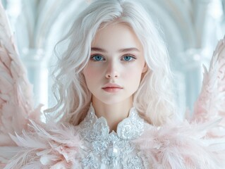 Sticker - ethereal beauty with white hair and blue eyes