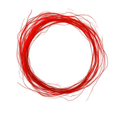 Wall Mural - Fine red thread floating in the air in a circular pattern isolated on transparent background.