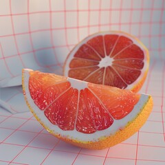 Canvas Print - A close up of a slice of grapefruit