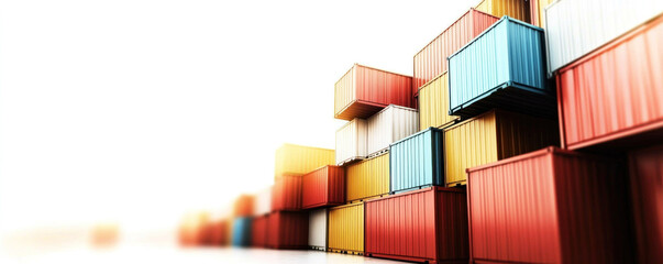 Poster - A stack of containers with different colors and sizes. Concept of organization and structure, as the containers are neatly stacked and arranged in a row. The variety of colors adds visual interest
