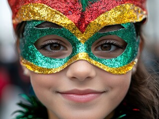 Canvas Print - Colorful carnival mask with glitter and feathers