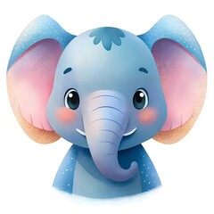 Portrait of a cute elephant clipart illustration isolated on white background