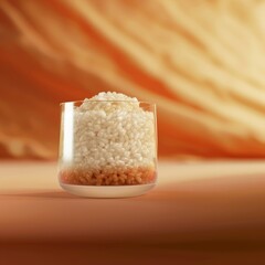 Wall Mural - A glass of rice is sitting on a table