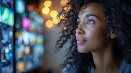 Poster - Woman Gazing at a Blurred Screen