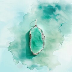 Poster - A green stone pendant is suspended from a chain