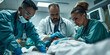 © Aigo labs - A medical team of doctors and nurses working on a patient in an emergency room. caucasian man