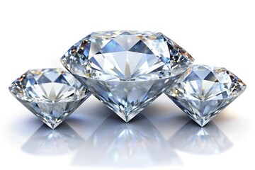 Poster - Three beautiful shiny diamonds isolated on white