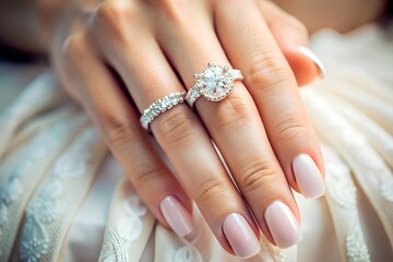 A photo capturing the simple elegance and graceful beauty of a womans hand adorned with two rings.