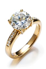 Design gold diamond ring isolated. Precious jewel