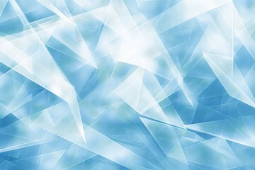 Poster - Abstract design features layers of textured white material in triangle diamond squares shapes on blue background. Geometric pattern creates modern art feel.