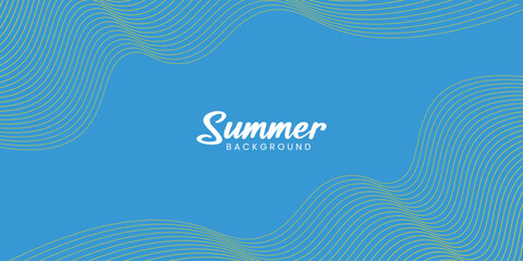 Canvas Print - Summer banner design wavy line blue background. Vector illustration