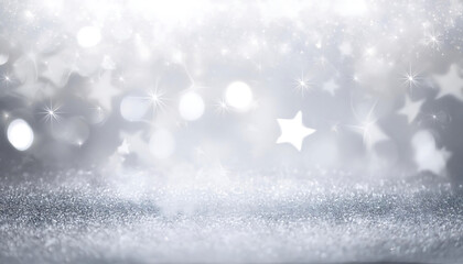 Poster -  Abstract blur white and silver color background with star glittering light- A festive a_1(4)