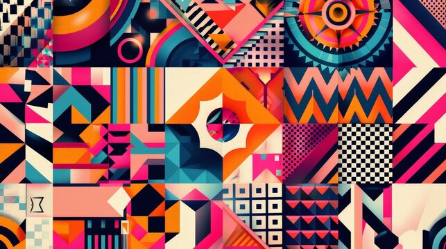 Geometric patterns in digital typography. Describe how geometric patterns are used creatively in digital fonts and typographic designs