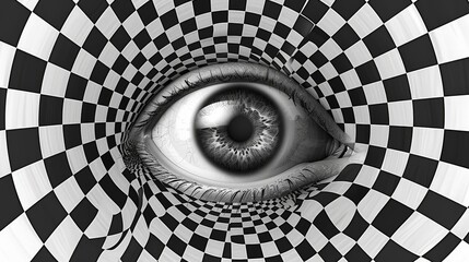 Poster - Geometric patterns in optical illusions. Describe an optical illusion created by geometric patterns.
