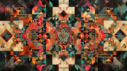 Poster - Geometric patterns intersect, forming a mesmerizing tapestry of symmetry and chaos.