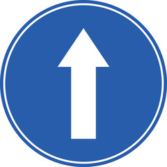 Isolated one way arrow direction traffic blue round circle shape traffic sign label