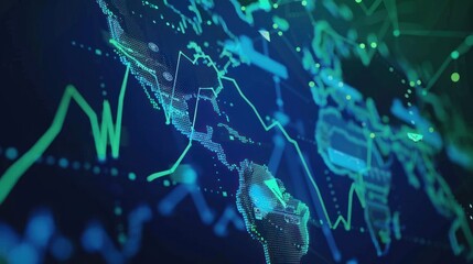 Poster - Digital World Map with Data Visualization