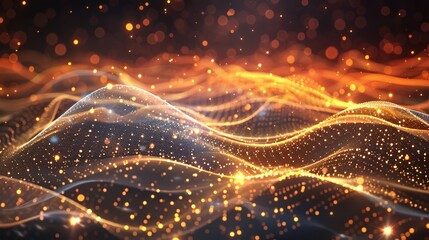 Aufkleber - Quantum mechanics concept, with abstract particle wave patterns