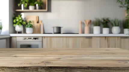 Sticker - Wooden Countertop in a Kitchen