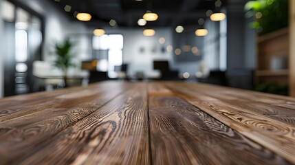 Wall Mural - Wooden Table In Blurred Office Background