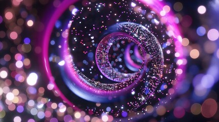 Poster - A glittering, spiraling galaxy of light and color against a backdrop of twinkling stars, creating a mesmerizing and hypnotic effect