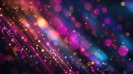 Poster - A vibrant abstract composition of blurred lights creating streaks of color against a dark background