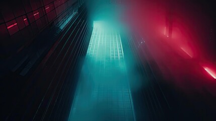 Poster - A surreal blend of colors and lights creates a futuristic ambiance. Experience the interplay of shadows and vibrant hues.