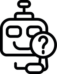 Poster - Happy robot holding a magnifying glass is searching for a solution to a problem