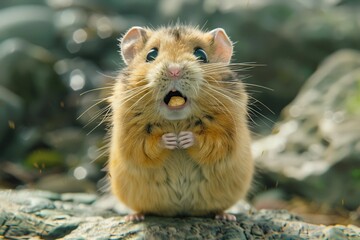 Canvas Print - A Cute Hamster Enjoying a Treat